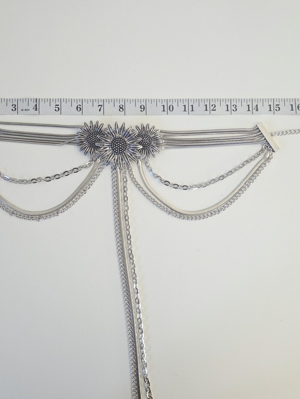 Silver Floral Statement Lariat Necklace - Picture 7 of 7